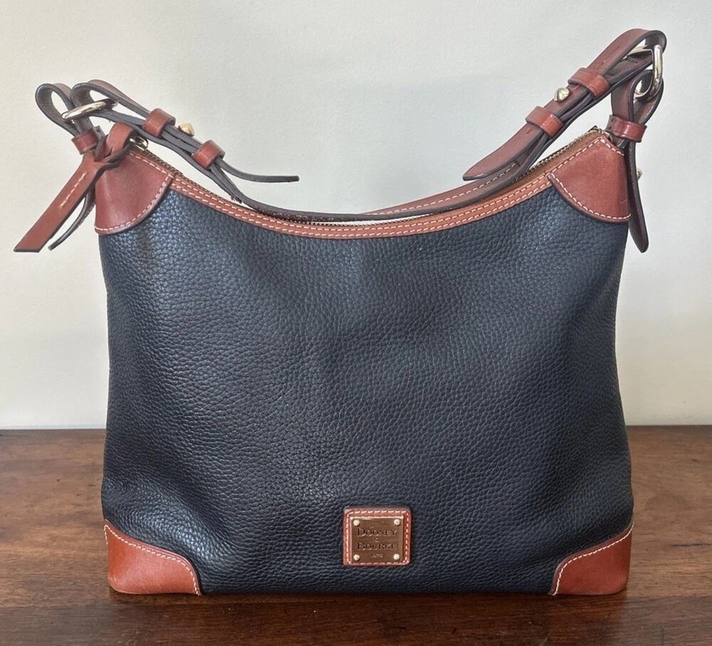 Dooney & Bourke Black Pebbled Leather Hobo Shoulder Bag Purse J11538761
